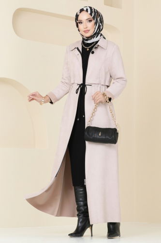 moda selvim Abaya 6606YG95 Stone - Thumbnail