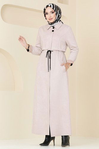 moda selvim Abaya 6606YG95 Stone - Thumbnail