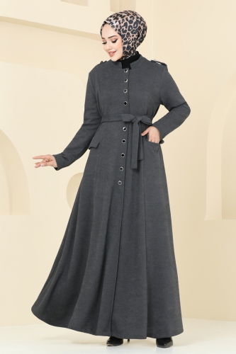 moda selvim Abaya 6614YG95 Anthracite - Thumbnail