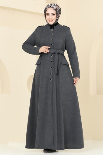 moda selvim Abaya 6614YG95 Anthracite - Thumbnail