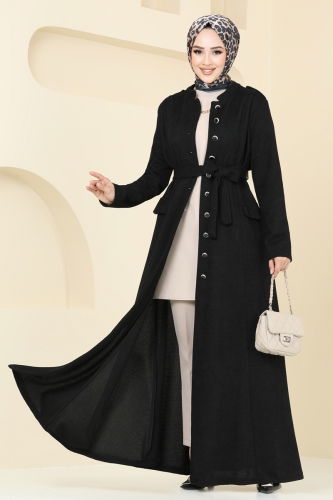 moda selvim Abaya 6614YG95 Black - Thumbnail