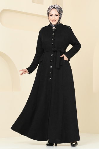 moda selvim Abaya 6614YG95 Black - Thumbnail