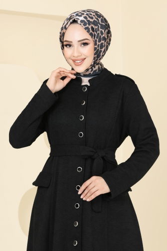 moda selvim Abaya 6614YG95 Black - Thumbnail