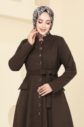 moda selvim Abaya 6614YG95 Brown - Thumbnail