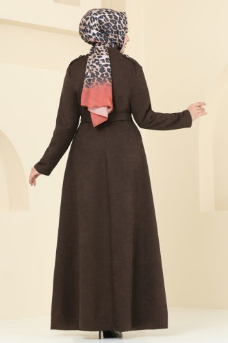 moda selvim Abaya 6614YG95 Brown - Thumbnail