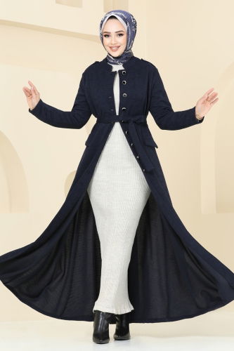 moda selvim Abaya 6614YG95 Navy Blue - Thumbnail