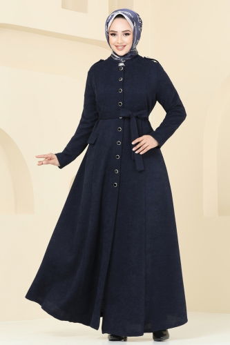 moda selvim Abaya 6614YG95 Navy Blue - Thumbnail