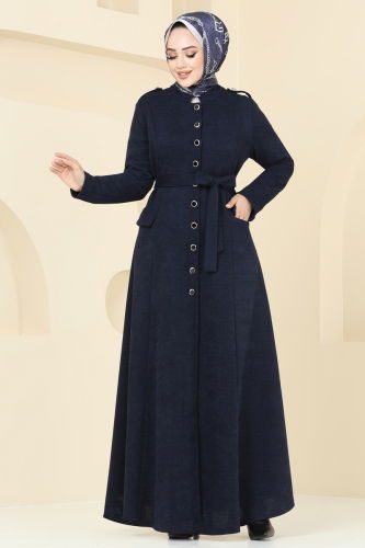 moda selvim Abaya 6614YG95 Navy Blue - Thumbnail