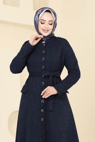 moda selvim Abaya 6614YG95 Navy Blue - Thumbnail