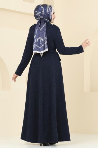 moda selvim Abaya 6614YG95 Navy Blue - Thumbnail