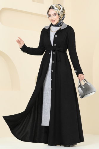 moda selvim Abaya 6615YG95 Black - Thumbnail