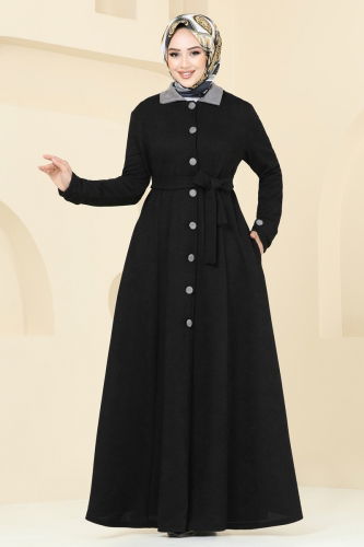 moda selvim Abaya 6615YG95 Black - Thumbnail