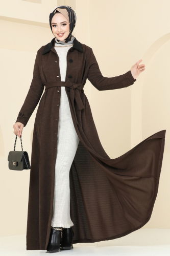 moda selvim Abaya 6615YG95 Brown - Thumbnail