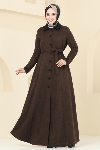 moda selvim Abaya 6615YG95 Brown - Thumbnail