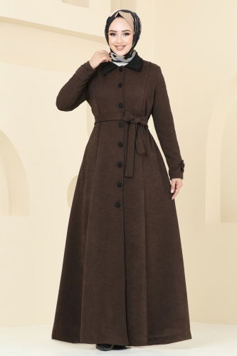 moda selvim Abaya 6615YG95 Brown - Thumbnail