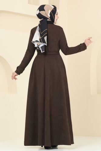 moda selvim Abaya 6615YG95 Brown - Thumbnail