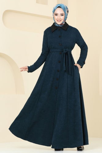 moda selvim Abaya 6615YG95 Petroleum - Thumbnail