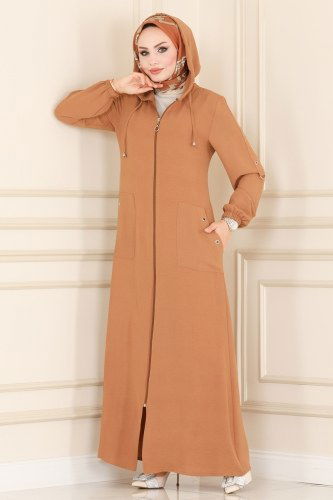 moda selvim Abaya 6808S324 Latte - Thumbnail