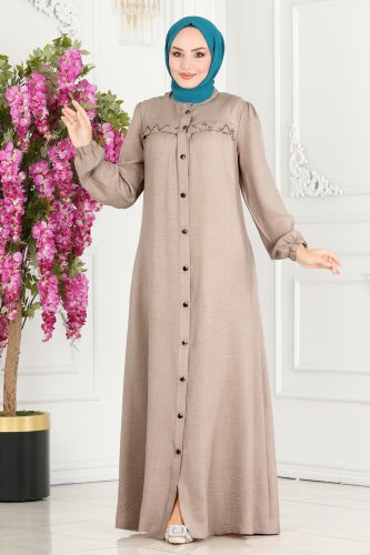 moda selvim Abaya 6880S324 Stone - Thumbnail