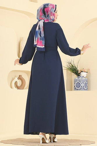 moda selvim Abaya 7002OZT1013 Navy Blue - Thumbnail