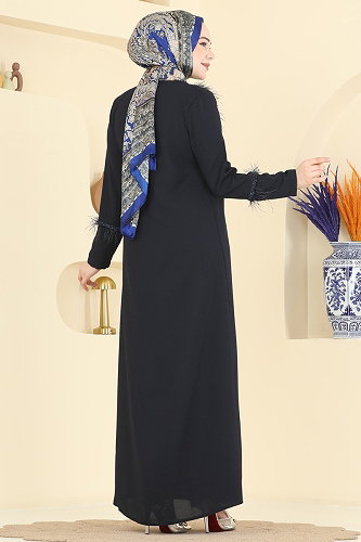 moda selvim Abaya 7040TGZ1164 Navy Blue - Thumbnail