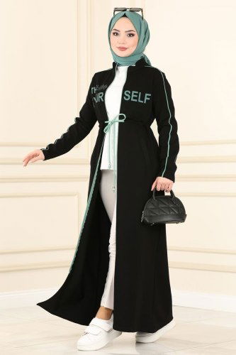 moda selvim 7055NZR779 اسود وتركوازي فراجه - Thumbnail