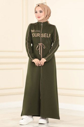N.Z.R. - Abaya 7055NZR779 Khaki&Latte