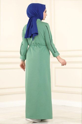 moda selvim Abaya 7055NZR779 Mint&Black - Thumbnail