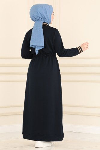 moda selvim Abaya 7099NZR779 Navy Blue - Thumbnail