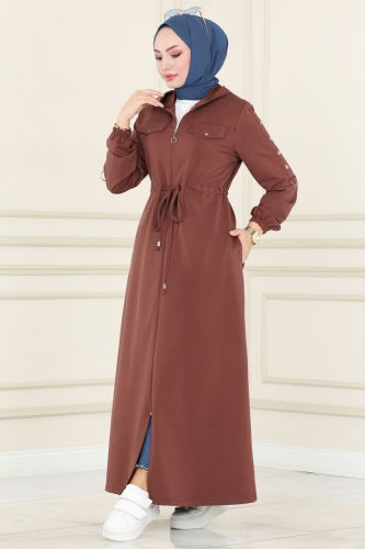 moda selvim Abaya 7248NZR779 Powder Mink - Thumbnail