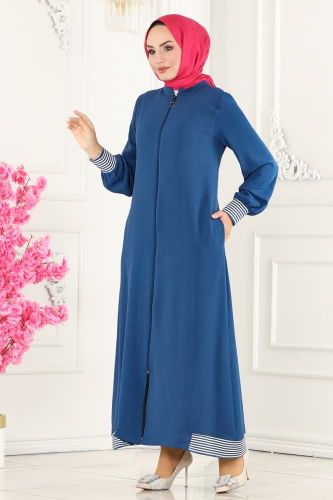 moda selvim Abaya 7313NZR779 Indigo - Thumbnail