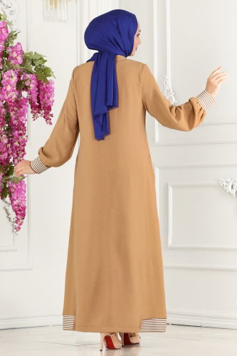 moda selvim Abaya 7313NZR779 Latte - Thumbnail