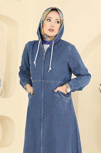 moda selvim Abaya 7805ORG1169 Dark Denim - Thumbnail