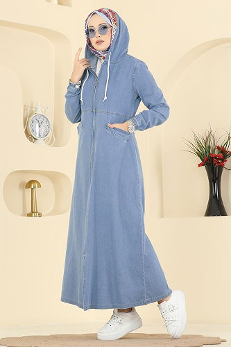 moda selvim Abaya 7805ORG1169 Light Denim - Thumbnail