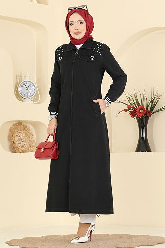 moda selvim Abaya 7808ORG1169 Black Jeans - Thumbnail