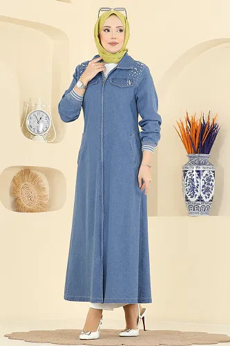moda selvim Abaya 7808ORG1169 Light Denim - Thumbnail