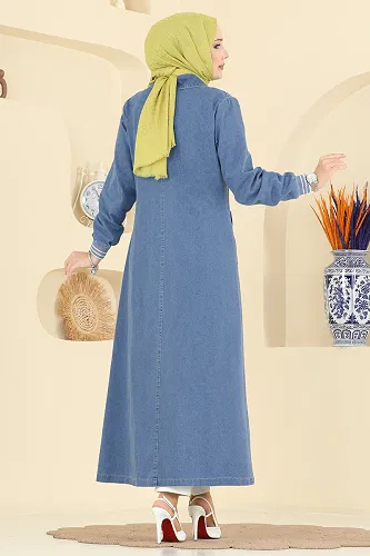 moda selvim Abaya 7808ORG1169 Light Denim - Thumbnail