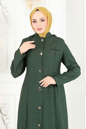 moda selvim Abaya 81224PD194 Khaki - Thumbnail