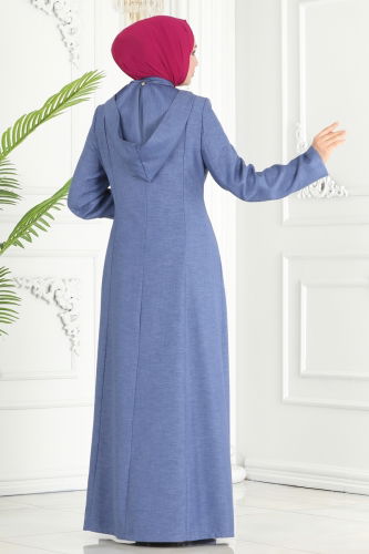 moda selvim Abaya 81224PD194 Light Indigo - Thumbnail