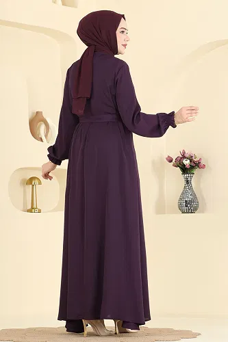 moda selvim Abaya 8237AB368 Damson - Thumbnail