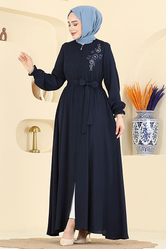 moda selvim Abaya 8237AB368 Navy Blue - Thumbnail