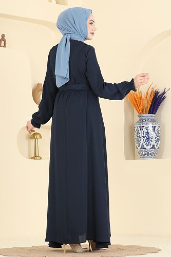 moda selvim Abaya 8237AB368 Navy Blue - Thumbnail