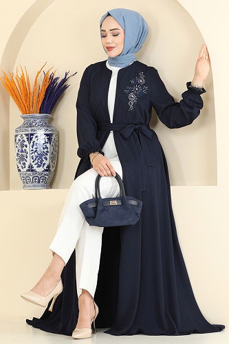 moda selvim عباءة كحلي 8237AB368 - Thumbnail