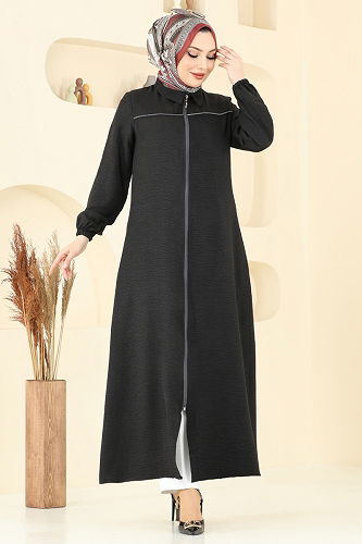 moda selvim Abaya 831OZN1046 Black - Thumbnail