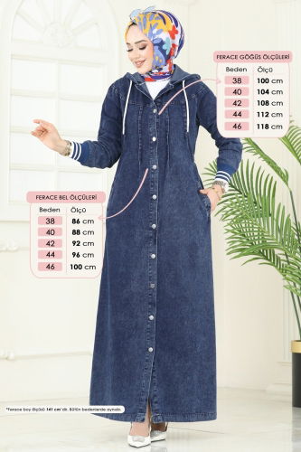 moda selvim Abaya 847ASE1098 Denim - Thumbnail