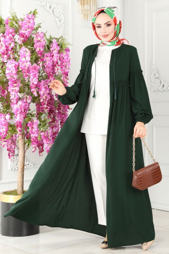 moda selvim Abaya 8660PD194 Emerald - Thumbnail