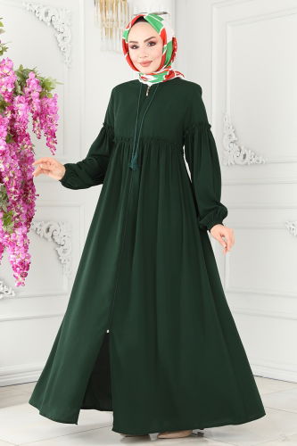 moda selvim Abaya 8660PD194 Emerald - Thumbnail