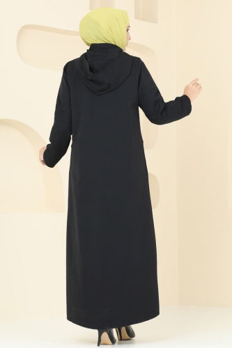 moda selvim Abaya 9003MSA980 Black - Thumbnail