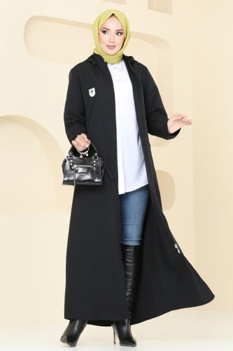 moda selvim Abaya 9003MSA980 Black - Thumbnail