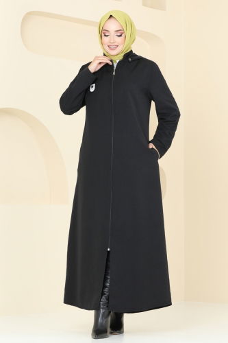 moda selvim Abaya 9003MSA980 Black - Thumbnail